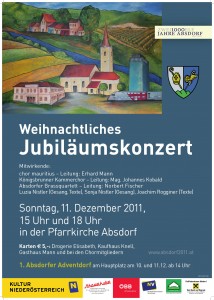 2011_Absdorf_Plakat_pic Weihnachtliches Jubiläumskonzert Absdorf