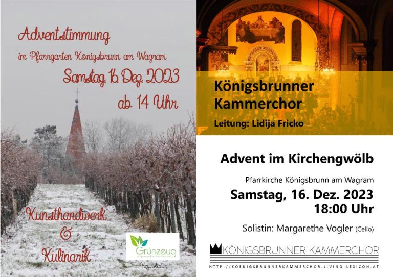 Adventstimmung im Pfarrgarten und Konzert des Königsbrunner Kammerchors am 16. Dezember 2023
